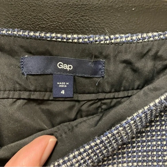 GAP Blue Gray Tweed Wrap Mini Skirt Size 4 Career Preppy - Picture 2 of 3